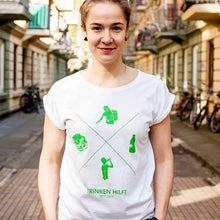 Lade das Bild in den Galerie-Viewer, Bio T-Shirt Damen GOTS - Fair produziert - ChariTea Merchandise - Damen T-Shirt weiß "Kreislauf" - 4