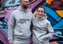 Lade das Bild in den Galerie-Viewer, Bio Hoodie Unisex GOTS - Fair produziert - Lemonaid Merchandise - Unisex Hoodie "Drinking Helps" grau - 2
