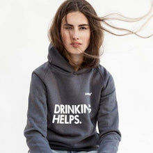 Lade das Bild in den Galerie-Viewer, Bio Hoodie Unisex GOTS - Fair produziert - Lemonaid Merchandise - Unisex Hoodie "Drinking Helps" anthrazit - 7