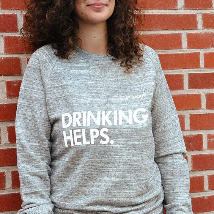 Bio Sweater Unisex GOTS - Fair produziert - Lemonaid Merchandise - Unisex Sweater "Drinking Helps" grau - 1